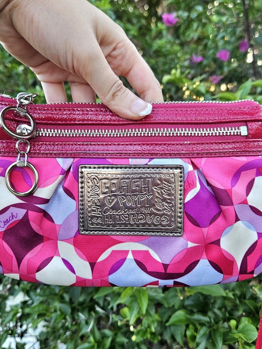Coach Poppy Pink Geometric Crossbody Bag Y2K Silver Hardware Acrylic Hangtag